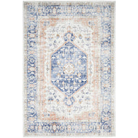 Bergen 1433 Ocean Blue Transitional Medallion Patterned Rug - Rugs Of Beauty - 1
