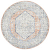 Bergen 1433 Peach Ocean Blue Transitional Medallion Patterned Round Rug - Rugs Of Beauty - 1