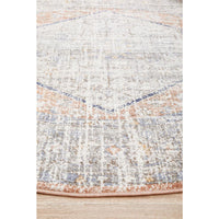 Bergen 1433 Peach Ocean Blue Transitional Medallion Patterned Round Rug - Rugs Of Beauty - 7