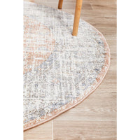 Bergen 1433 Peach Ocean Blue Transitional Medallion Patterned Round Rug - Rugs Of Beauty - 6