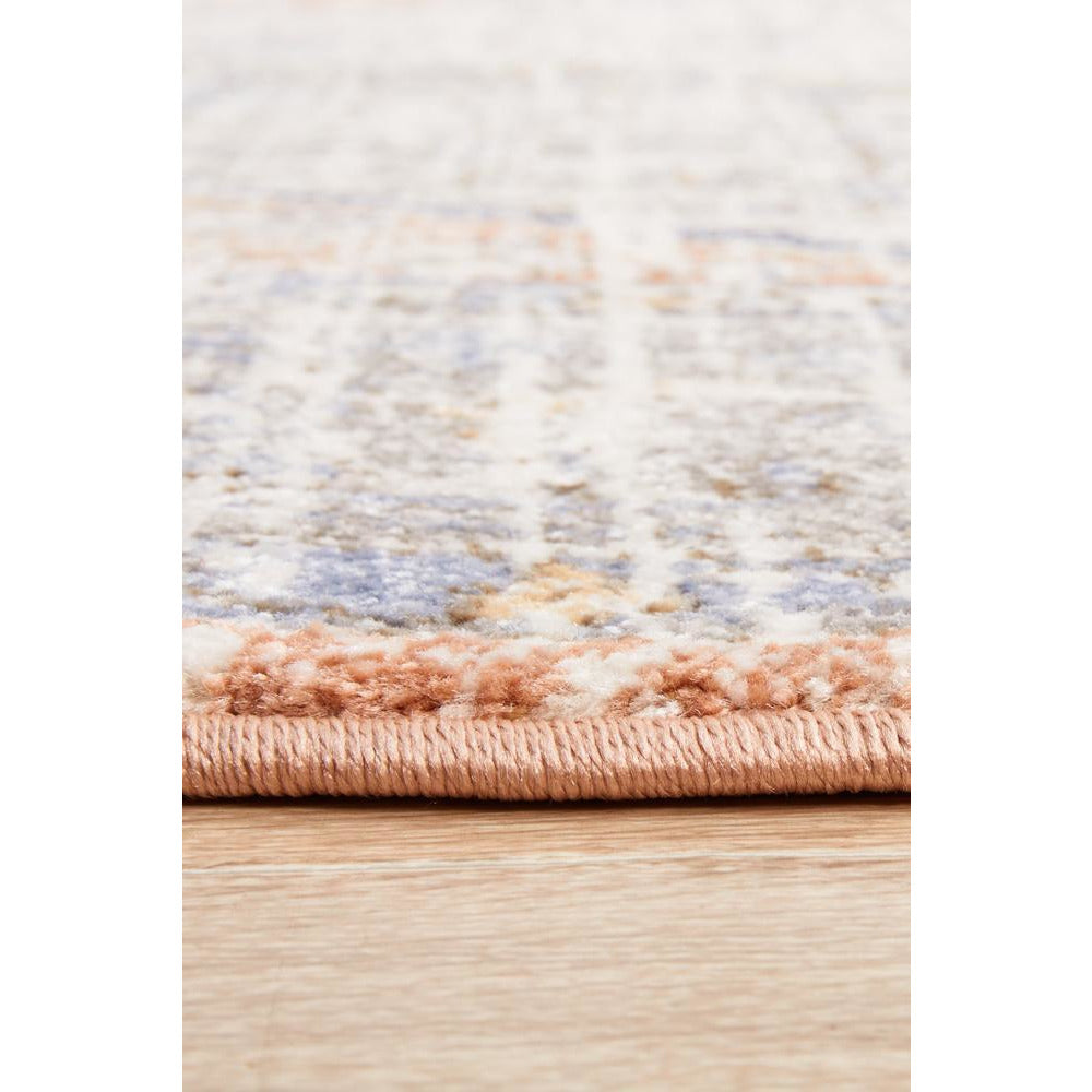 Bergen 1433 Peach Ocean Blue Transitional Medallion Patterned Round Rug - Rugs Of Beauty - 8