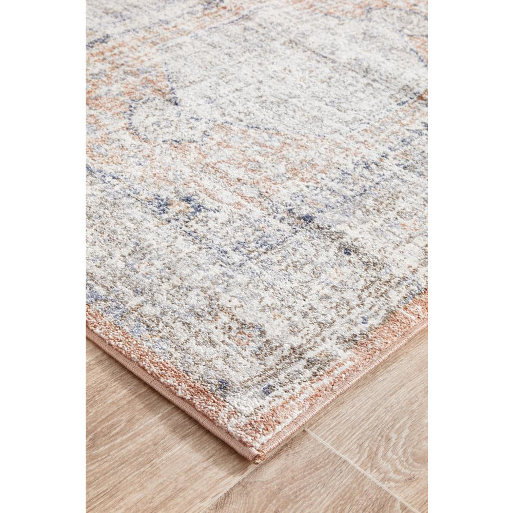 Bergen 1433 Peach Ocean Blue Transitional Medallion Patterned Runner Rug - Rugs Of Beauty - 6