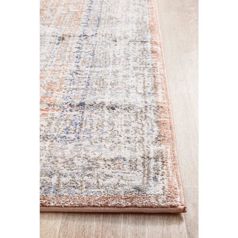 Bergen 1433 Peach Ocean Blue Transitional Medallion Patterned Runner Rug - Rugs Of Beauty - 7