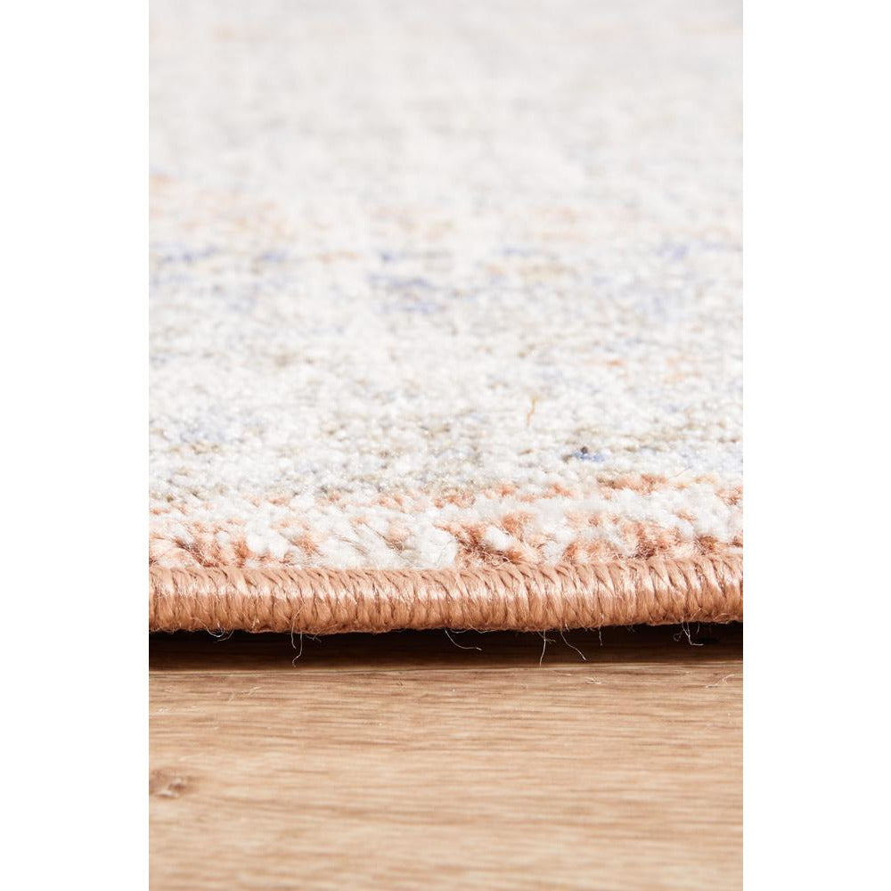 Bergen 1433 Peach Ocean Blue Transitional Medallion Patterned Runner Rug - Rugs Of Beauty - 8