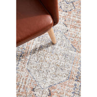 Bergen 1433 Peach Ocean Blue Transitional Medallion Patterned Runner Rug - Rugs Of Beauty - 5