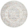 Bergen 1433 Silver Grey Soft Blue Warm Peach Transitional Medallion Patterned Round Rug - Rugs Of Beauty - 1