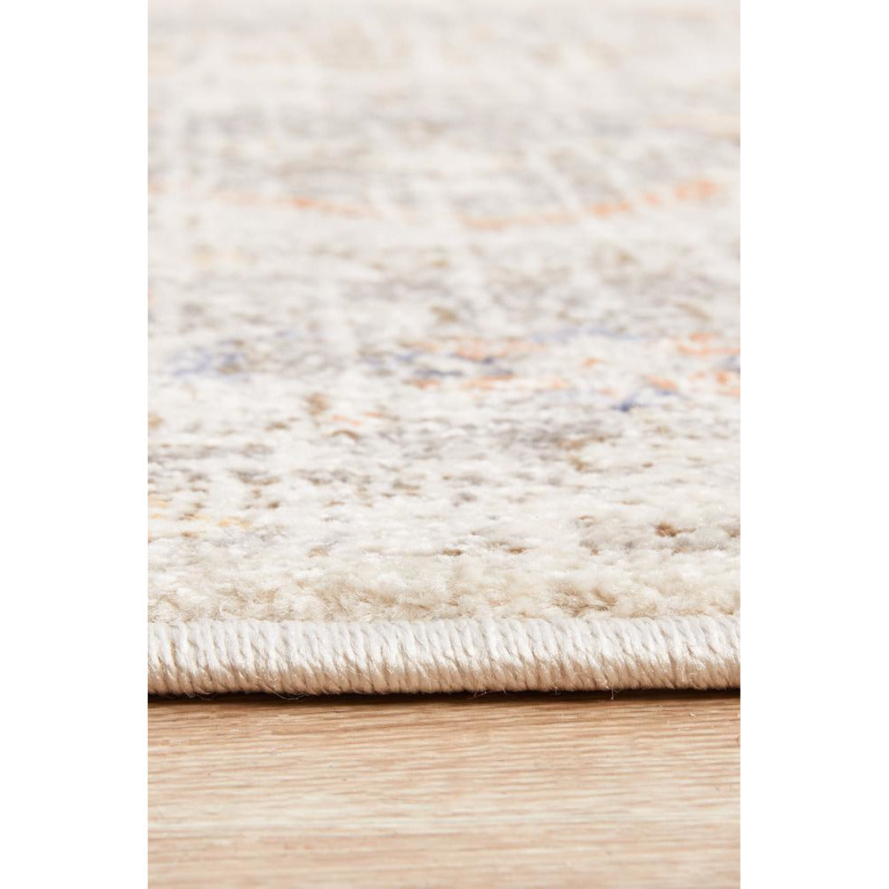 Bergen 1433 Silver Grey Soft Blue Warm Peach Transitional Medallion Patterned Round Rug - Rugs Of Beauty - 8