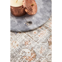 Bergen 1433 Silver Grey Soft Blue Warm Peach Transitional Medallion Patterned Round Rug - Rugs Of Beauty - 5