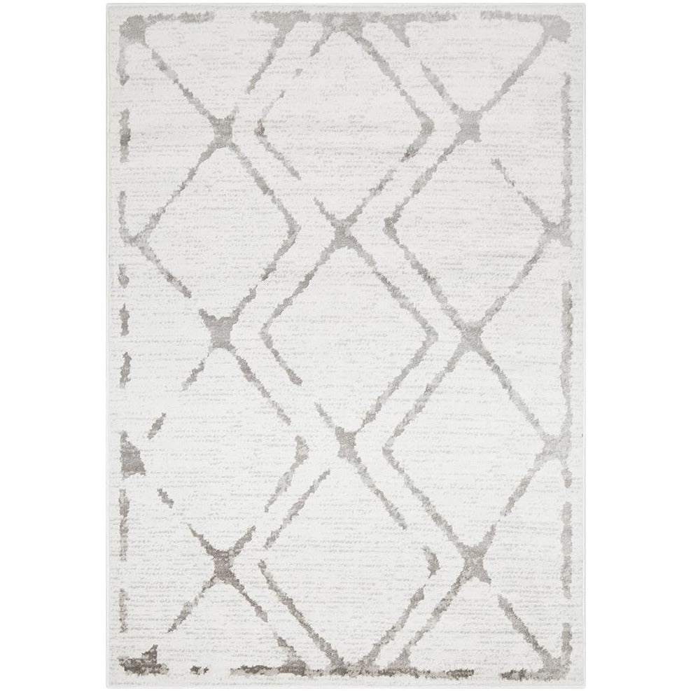 Dellinger 236 Ivory White Grey Modern Diamond Patterned Rug - Rugs Of Beauty - 1