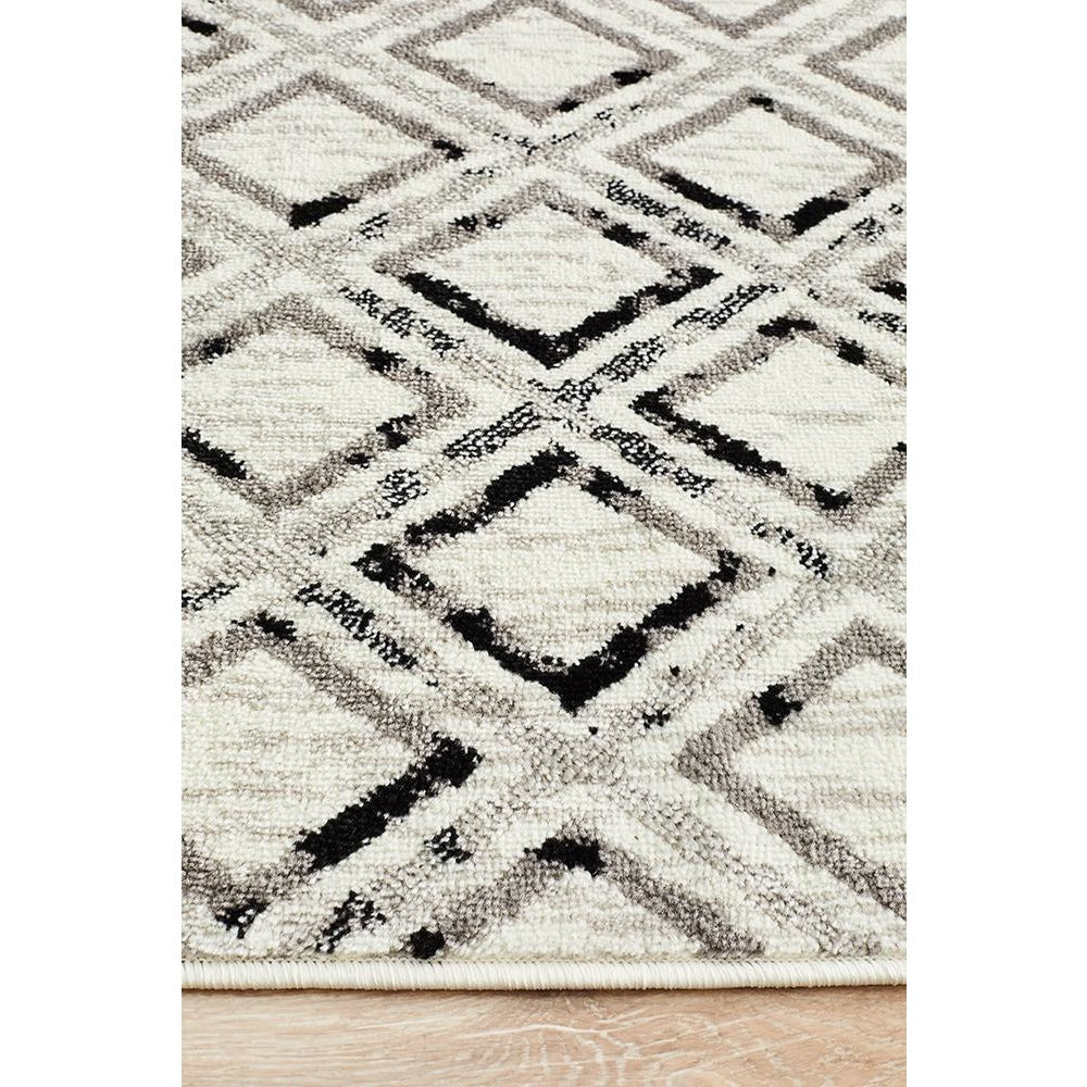Dellinger 237 Black Beige Grey Modern Diamond Patterned Abstract Rug - Rugs Of Beauty - 5
