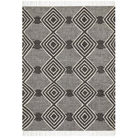 Quivira 484 Charcoal Grey Beige Diamond Patterned Modern Rug - Rugs Of Beauty - 1