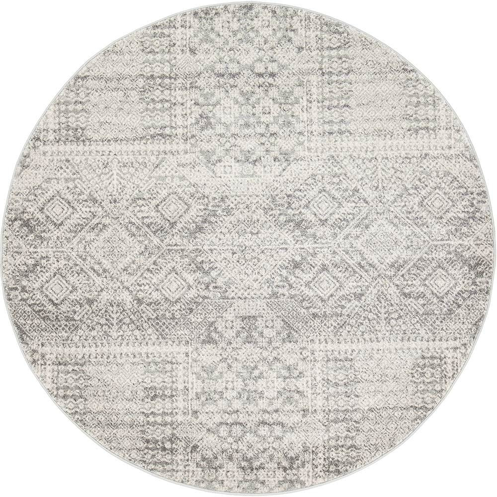 Manisa 751 Silver Grey Patterned Transitional Designer Round Rug - Rugs Of Beauty - 1