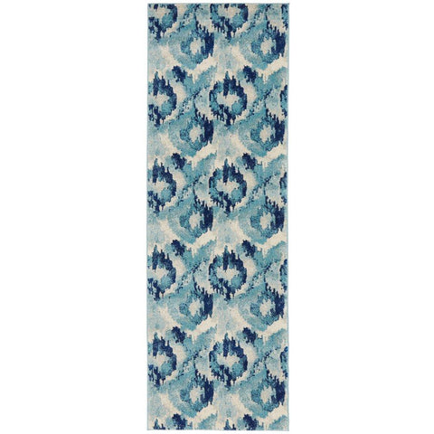 Manisa 753 Navy Blue Watercolour Abstract Patterned Modern Designer Runner Rug - Rugs Of Beauty - 1