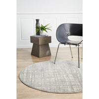 Manisa 754 Silver Grey Abstract Patterned Modern Designer Round Rug - Rugs Of Beauty - 2