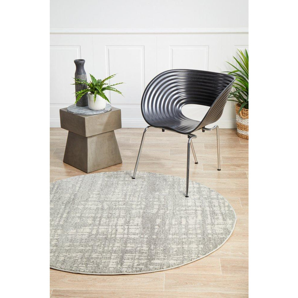Manisa 754 Silver Grey Abstract Patterned Modern Designer Round Rug - Rugs Of Beauty - 4