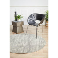 Manisa 754 Silver Grey Abstract Patterned Modern Designer Round Rug - Rugs Of Beauty - 4