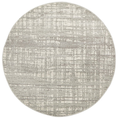 Manisa 754 Silver Grey Abstract Patterned Modern Designer Round Rug - Rugs Of Beauty - 1