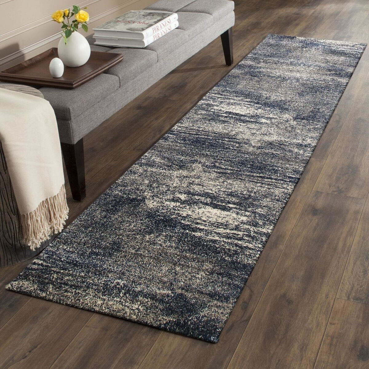 Manisa 755 Blue Abstract Patterned Modern Designer Runner Rug - Rugs Of Beauty - 2