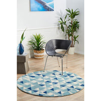 Manisa 757 Blue White Crystal Patterned Modern Designer Round Rug - Rugs Of Beauty - 3