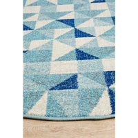 Manisa 757 Blue White Crystal Patterned Modern Designer Round Rug - Rugs Of Beauty - 6