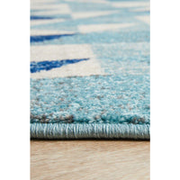 Manisa 757 Blue White Crystal Patterned Modern Designer Round Rug - Rugs Of Beauty - 8