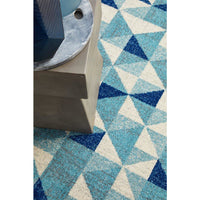 Manisa 757 Blue White Crystal Patterned Modern Designer Round Rug - Rugs Of Beauty - 5