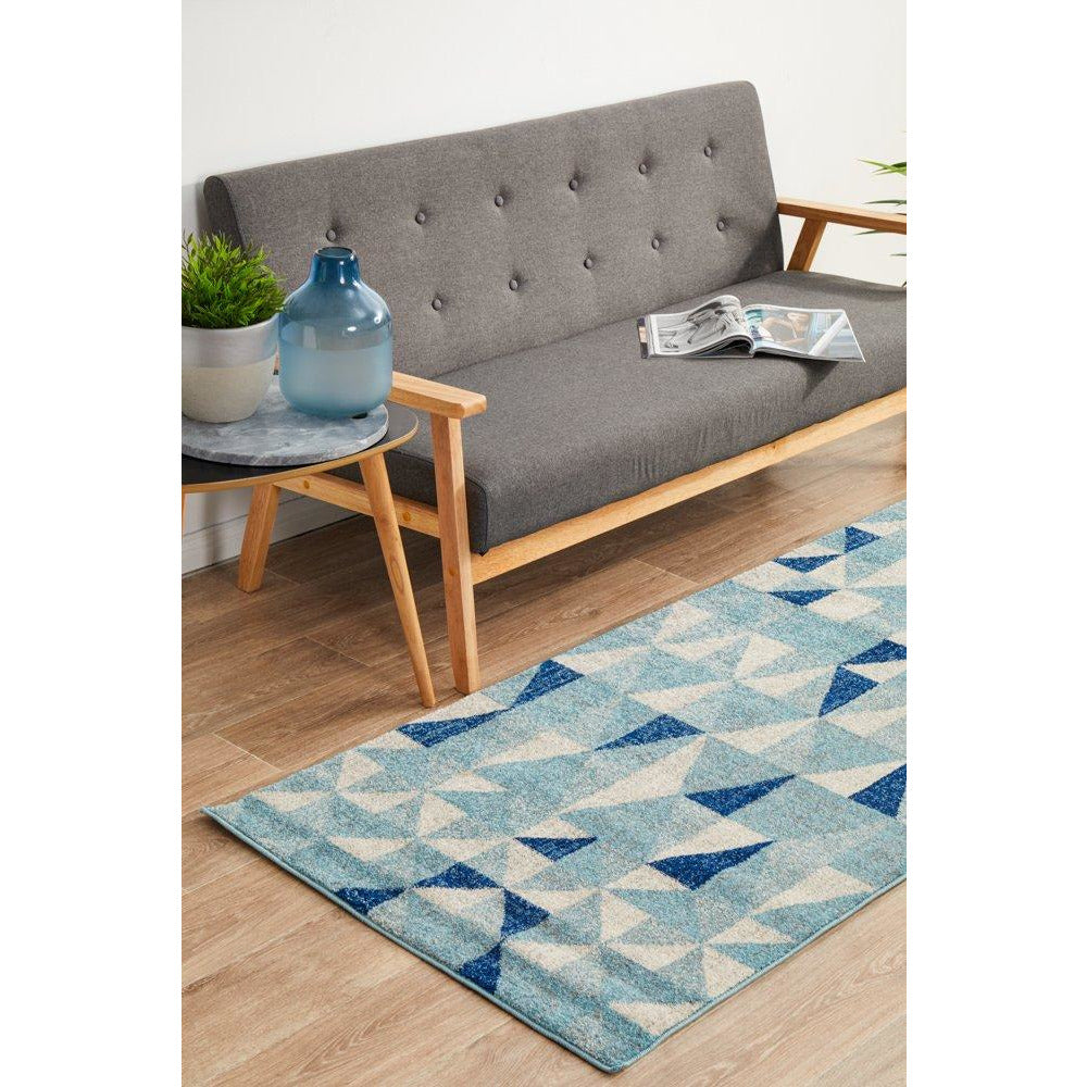 Manisa 757 Blue White Crystal Patterned Modern Designer Runner Rug - Rugs Of Beauty - 3