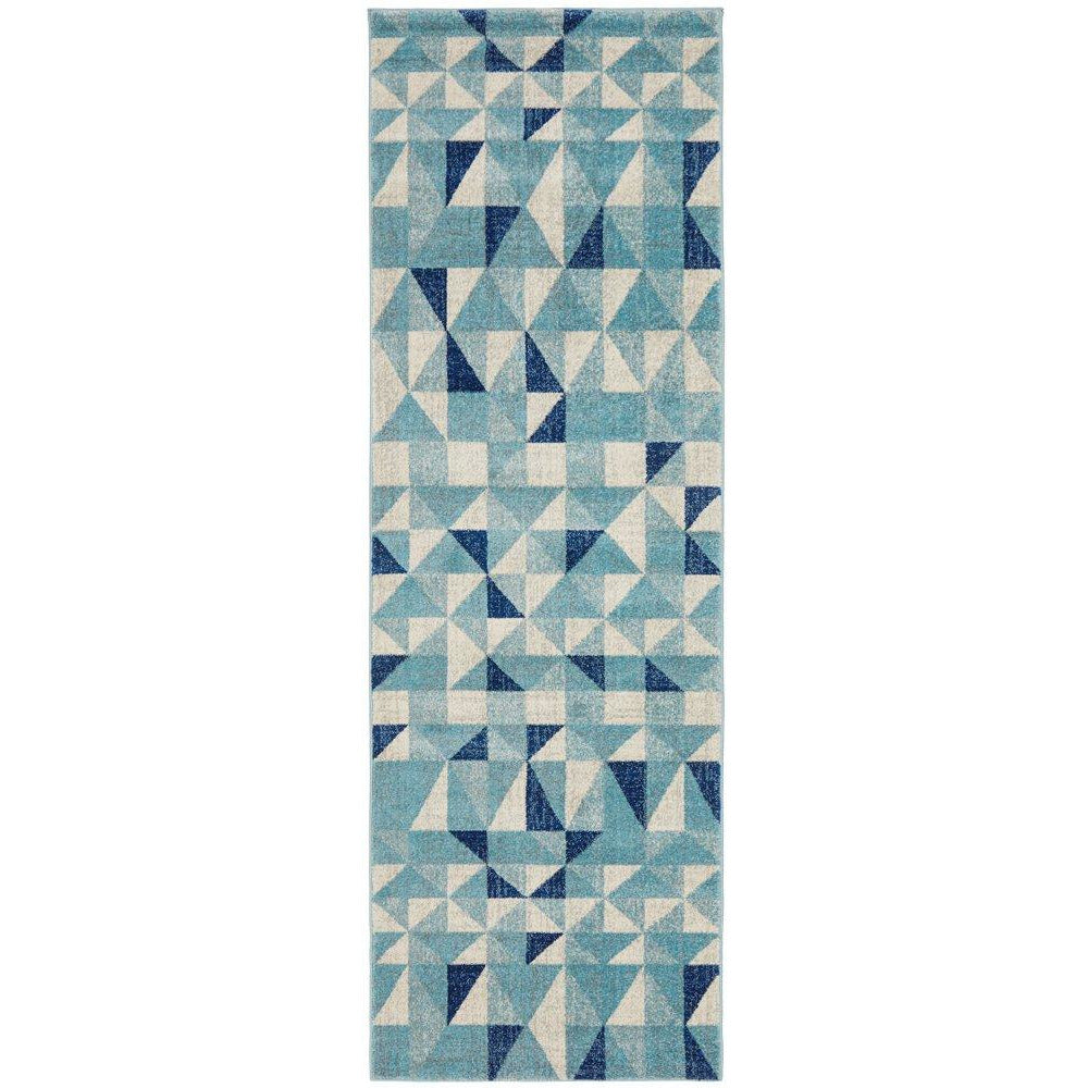Manisa 757 Blue White Crystal Patterned Modern Designer Runner Rug - Rugs Of Beauty - 1