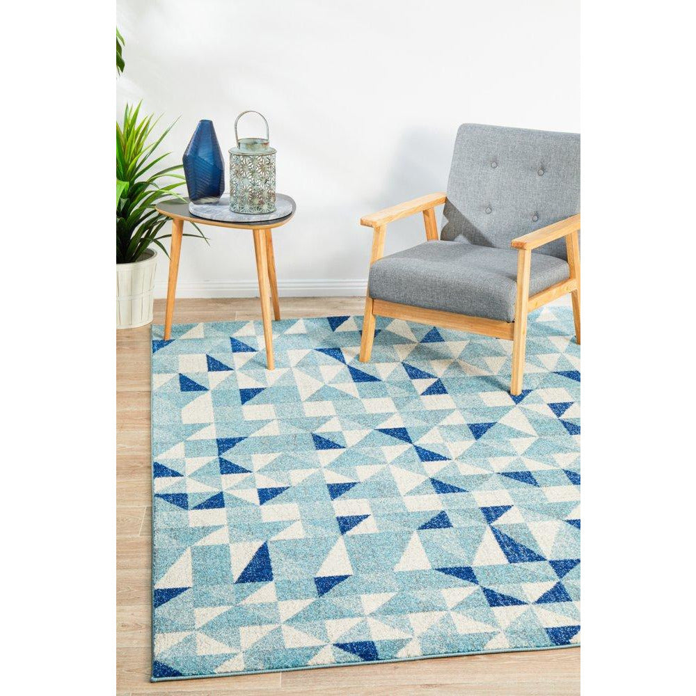Manisa 757 Blue White Crystal Patterned Modern Designer Rug - Rugs Of Beauty - 2