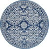 Manisa 758 Navy Blue Patterned Transitional Designer Round Rug - Rugs Of Beauty - 1
