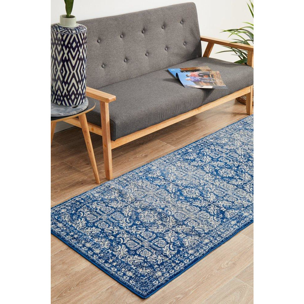 Manisa 758 Navy Blue Patterned Transitional Designer Runner Rug - Rugs Of Beauty - 3