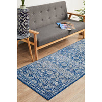 Manisa 758 Navy Blue Patterned Transitional Designer Runner Rug - Rugs Of Beauty - 3