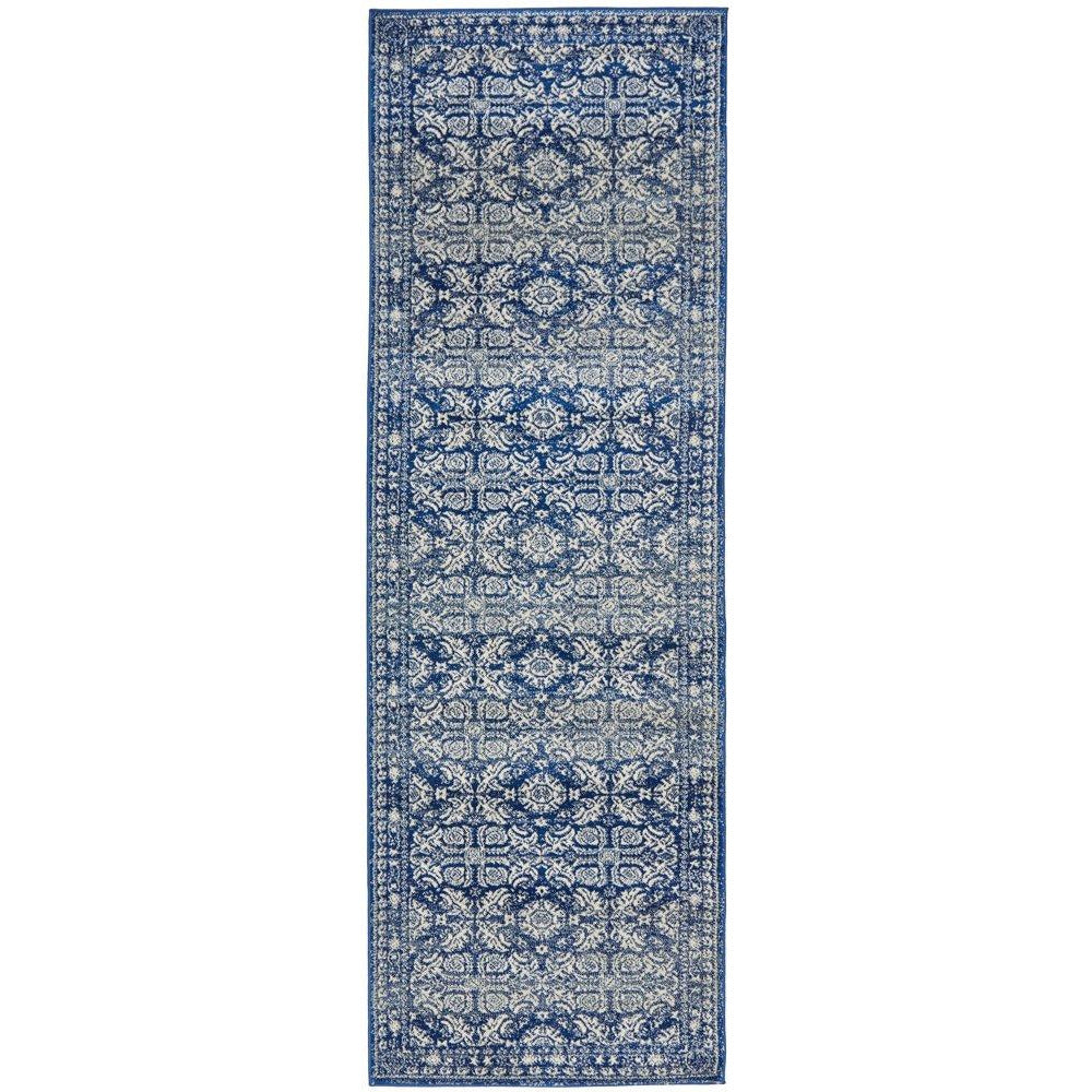 Manisa 758 Navy Blue Patterned Transitional Designer Runner Rug - Rugs Of Beauty - 1