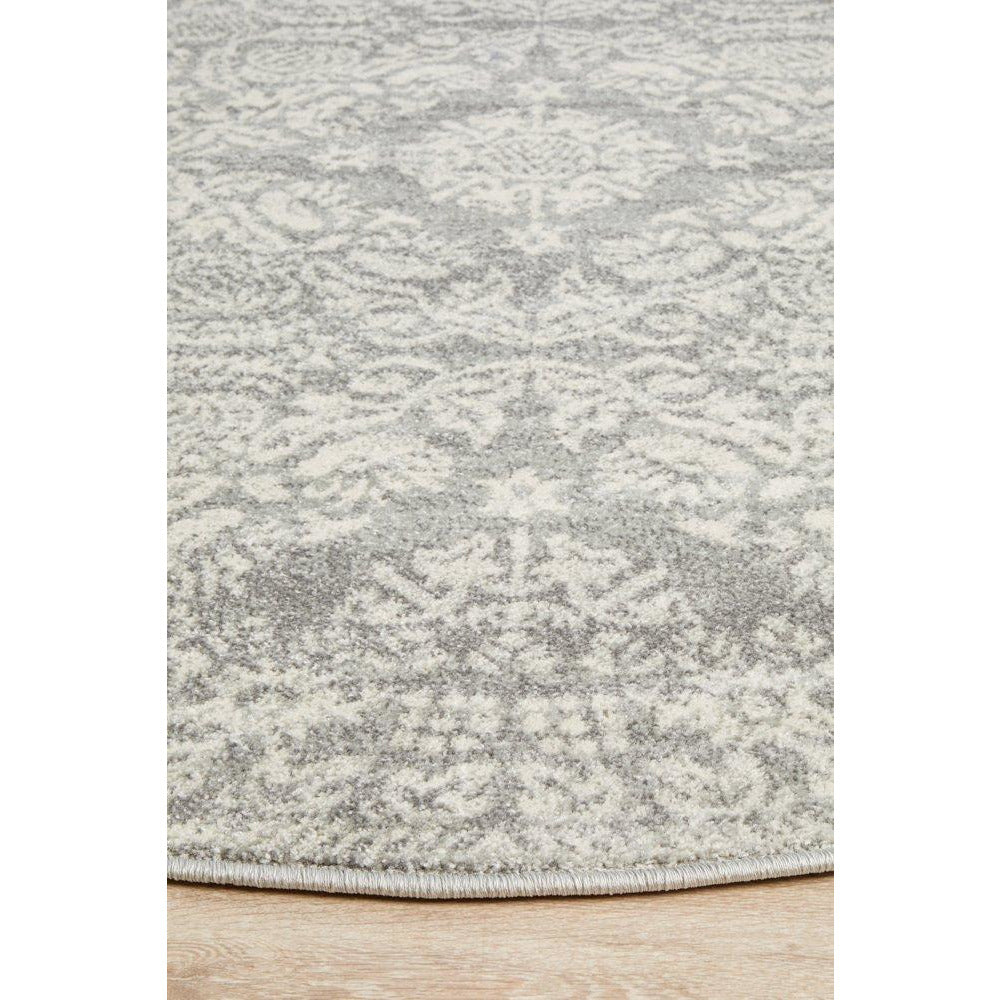 Manisa 758 Silver Grey Patterned Transitional Designer Round Rug - Rugs Of Beauty - 6