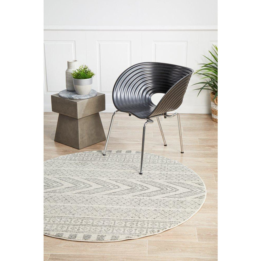 Manisa 759 Grey Patterned Beige Transitional Designer Round Rug - Rugs Of Beauty - 4