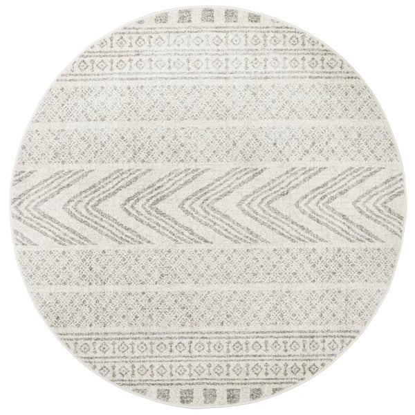 Manisa 759 Grey Patterned Beige Transitional Designer Round Rug - Rugs Of Beauty - 1