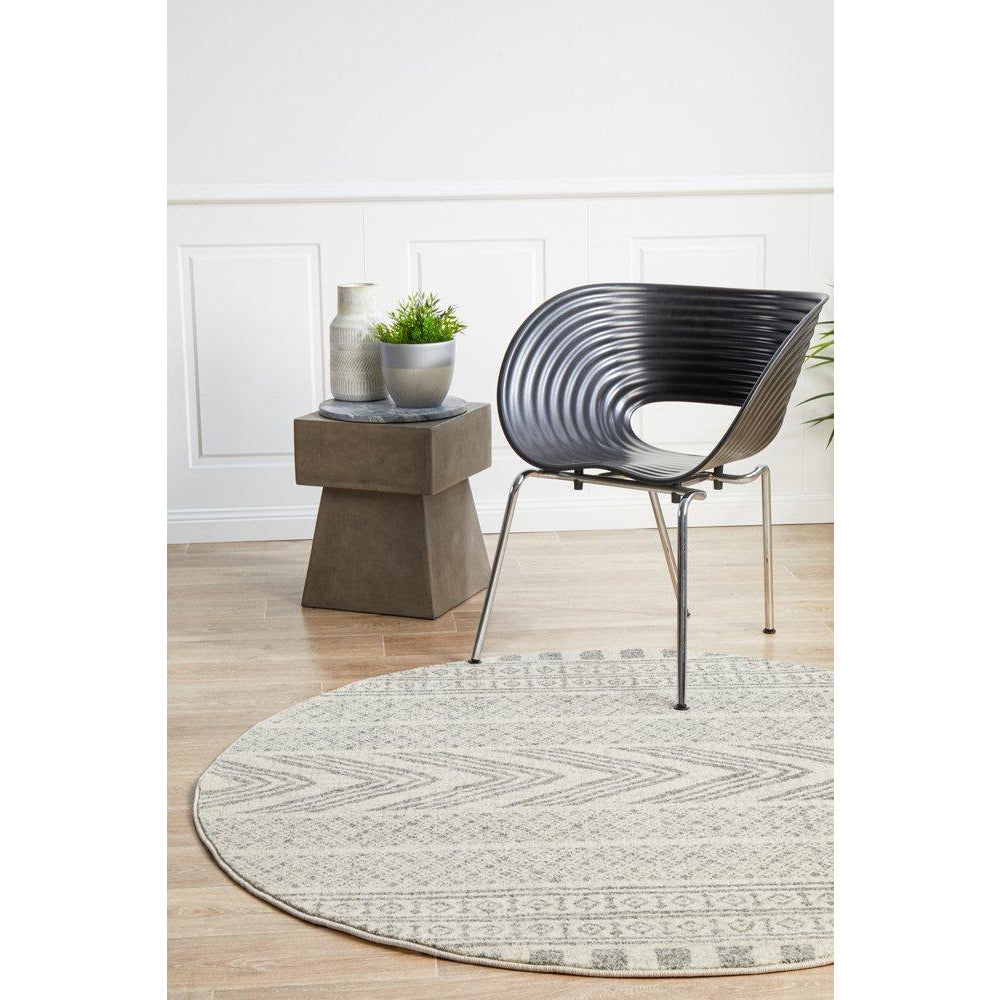 Manisa 759 Grey Patterned Beige Transitional Designer Round Rug - Rugs Of Beauty - 2