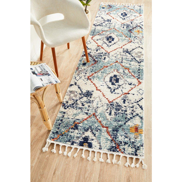 Ankara 3747 Blue Modern Tribal Patterned Hallway Runner Rug - Rugs Of Beauty - 2