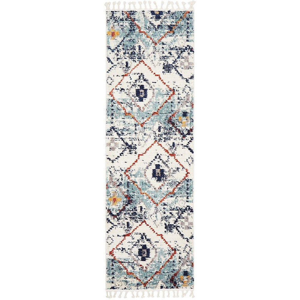Ankara 3747 Blue Modern Tribal Patterned Hallway Runner Rug - Rugs Of Beauty - 1