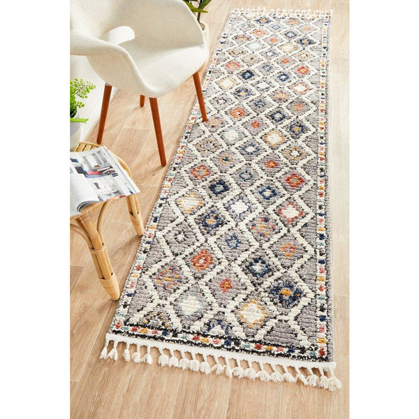 Ankara 3748 Grey Multi Colour Modern Tribal Patterned Hallway Runner Rug - Rugs Of Beauty - 2