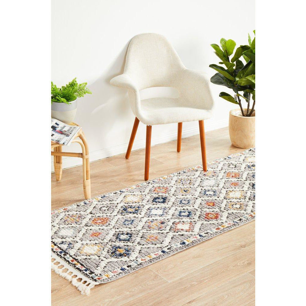 Ankara 3748 Grey Multi Colour Modern Tribal Patterned Hallway Runner Rug - Rugs Of Beauty - 3