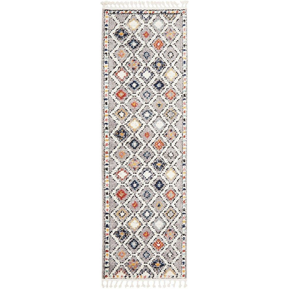 Ankara 3748 Grey Multi Colour Modern Tribal Patterned Hallway Runner Rug - Rugs Of Beauty - 1