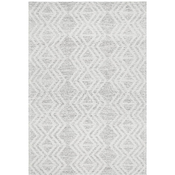 Odessa 101 Ivory Black Modern Hand Loomed Wool Blend Rug - Rugs Of Beauty - 1