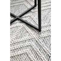 Odessa 101 Ivory Black Modern Hand Loomed Wool Blend Rug - Rugs Of Beauty - 4