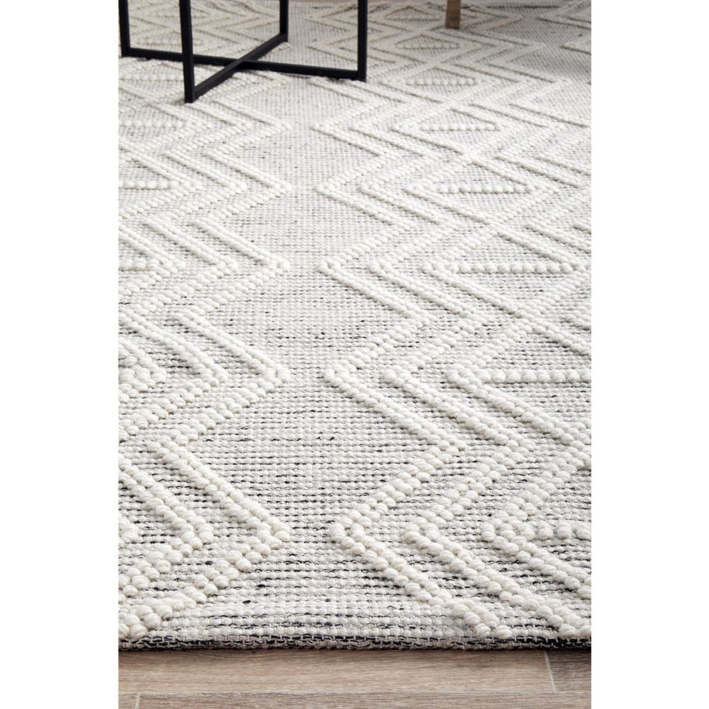 Odessa 101 Ivory Black Modern Hand Loomed Wool Blend Rug - Rugs Of Beauty - 6