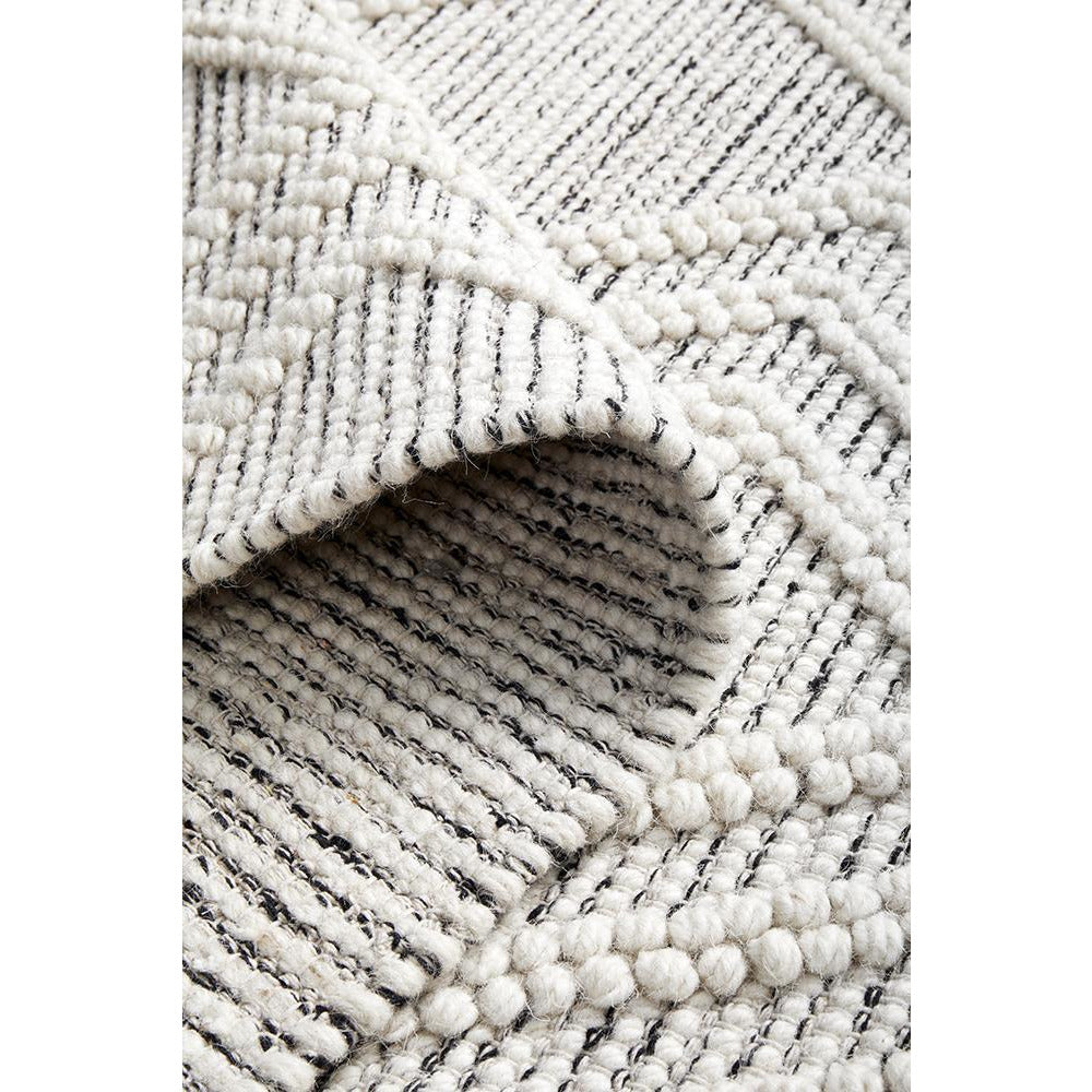 Odessa 101 Ivory Black Modern Hand Loomed Wool Blend Rug - Rugs Of Beauty - 9