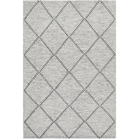 Odessa 102 Ivory Black Trellis Patterned Modern Hand Loomed Wool Blend Rug - Rugs Of Beauty - 1