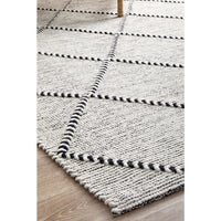 Odessa 102 Ivory Black Trellis Patterned Modern Hand Loomed Wool Blend Rug - Rugs Of Beauty - 7