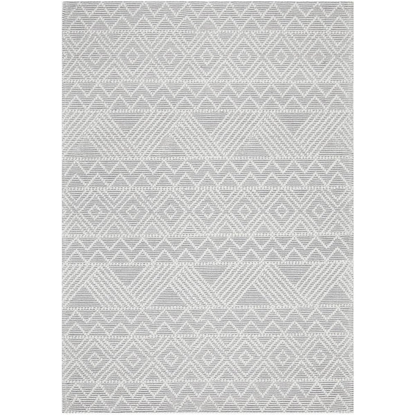 Odessa 103 Ivory Grey Modern Hand Loomed Textured Tribal Wool Blend Rug - Rugs Of Beauty - 1