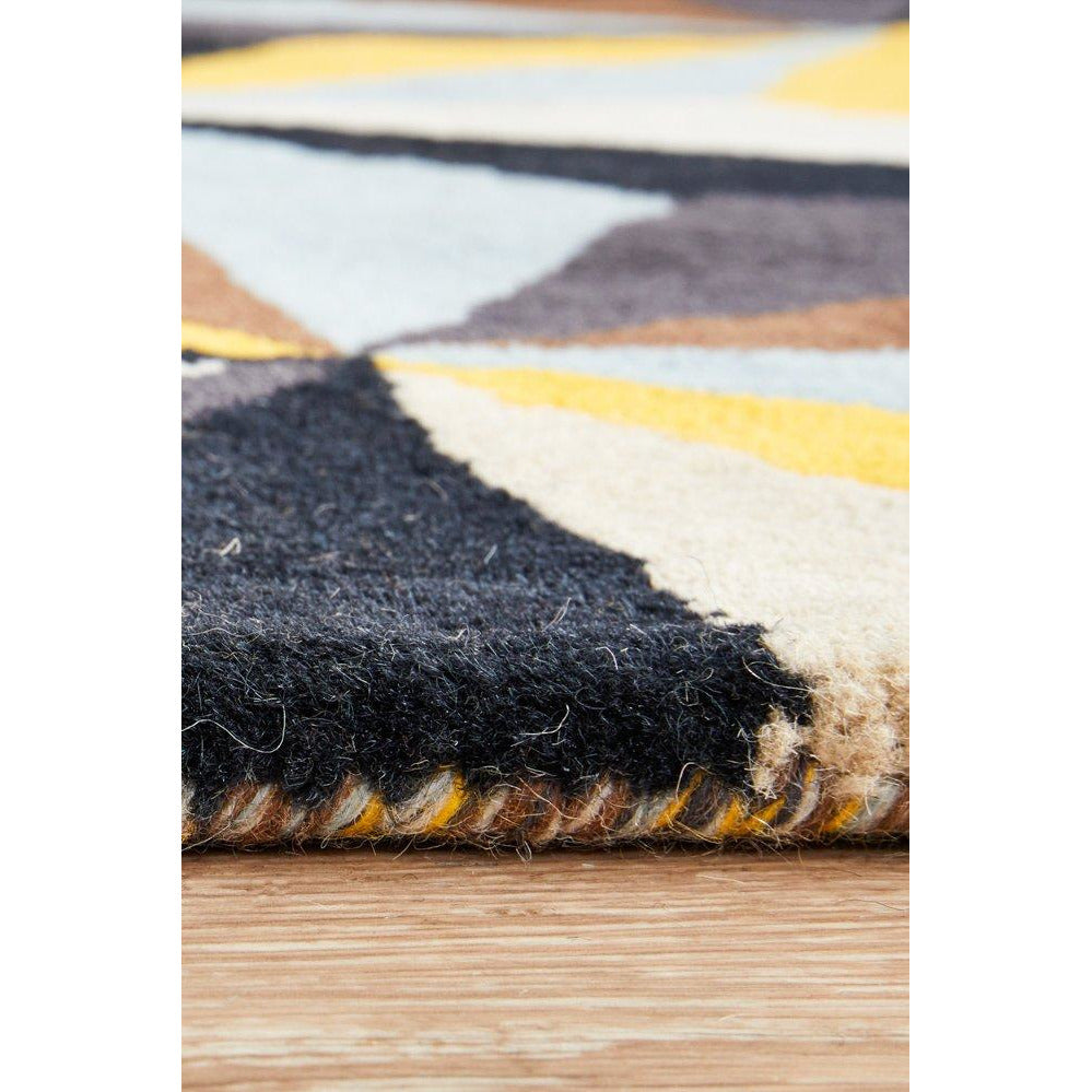 Lecce 1320 Multi Colour Geometric Pattern Wool Runner Rug - Rugs Of Beauty - 8